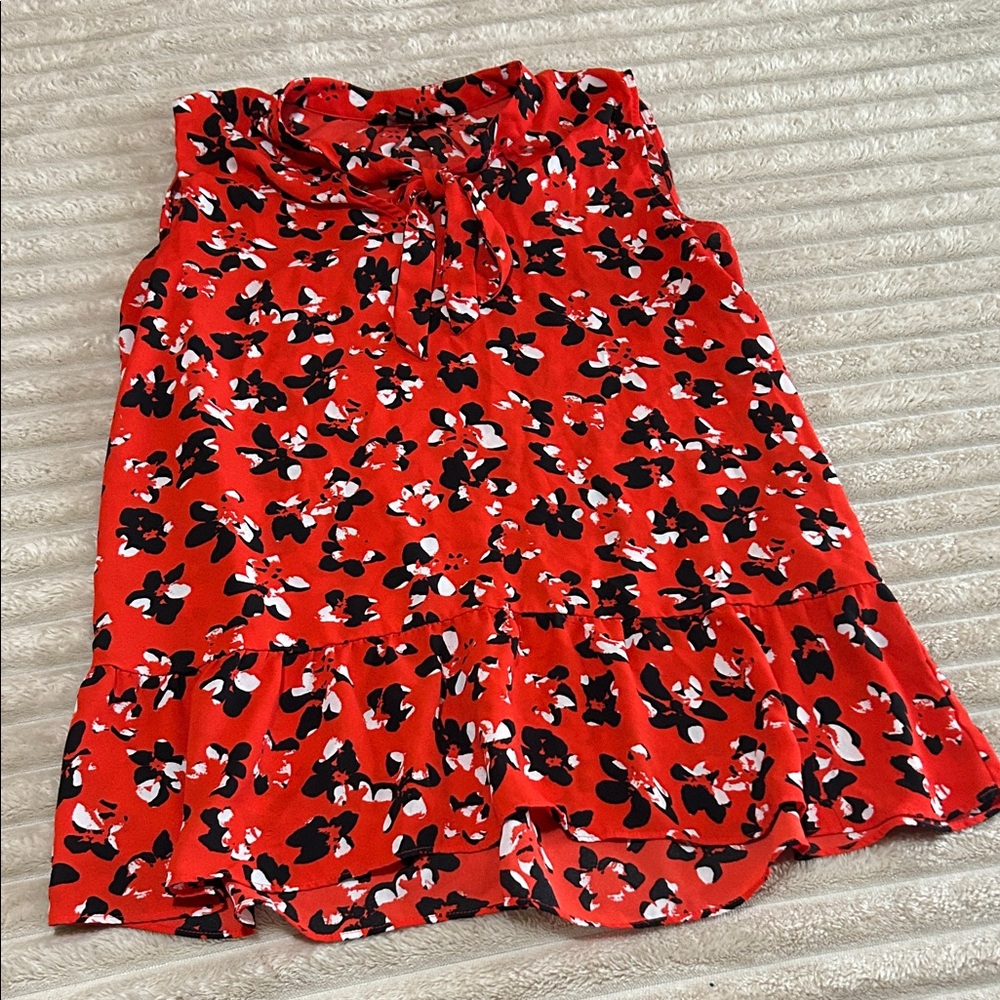 Banana Republic Red Floral Blouse